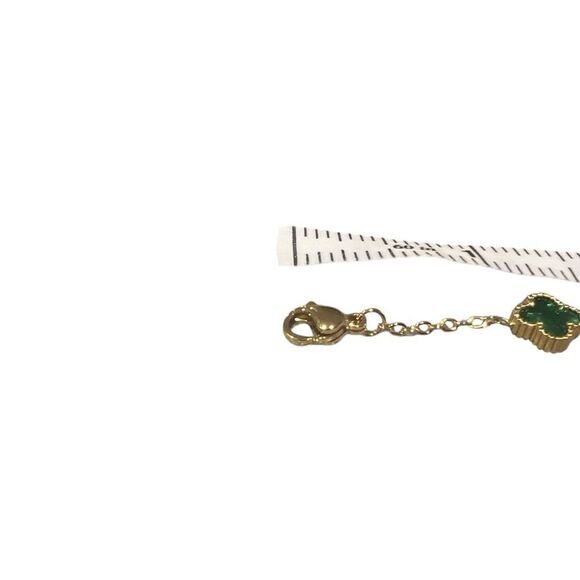 Women's green small clover bracelet‎ gold plated with lobster claw 5 clovers - Picture 3 of 10